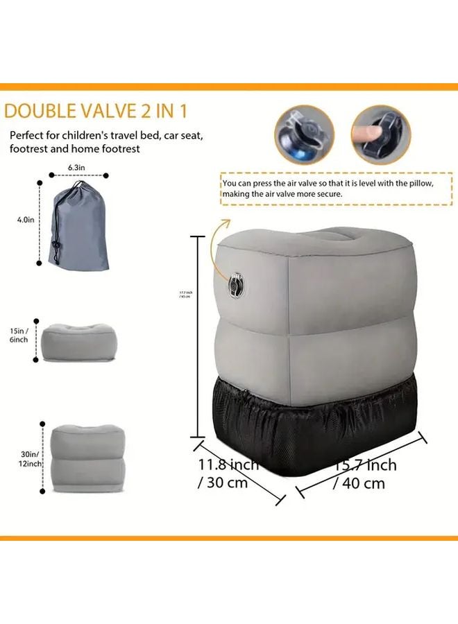 Inflatable Foot Pillow Adjustable Height Travel Office Home Cushion Grey - Image 3
